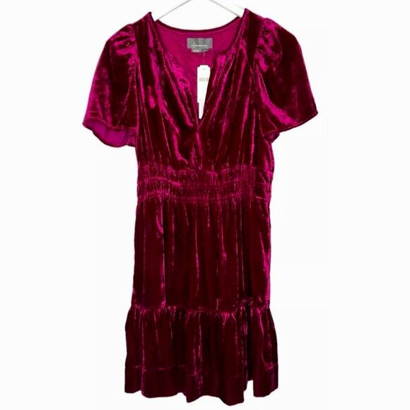 New Anthropologie The Somerset Mini Dress: Velvet Edition $168 XXS - 00 Wine - Picture 7 of 9